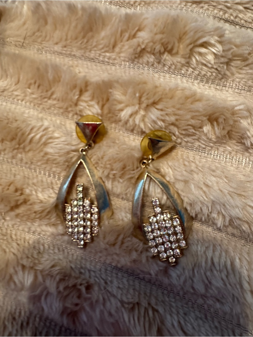 Gold-Tone Leaf Cluster Drop Earrings with Clear Crystals
